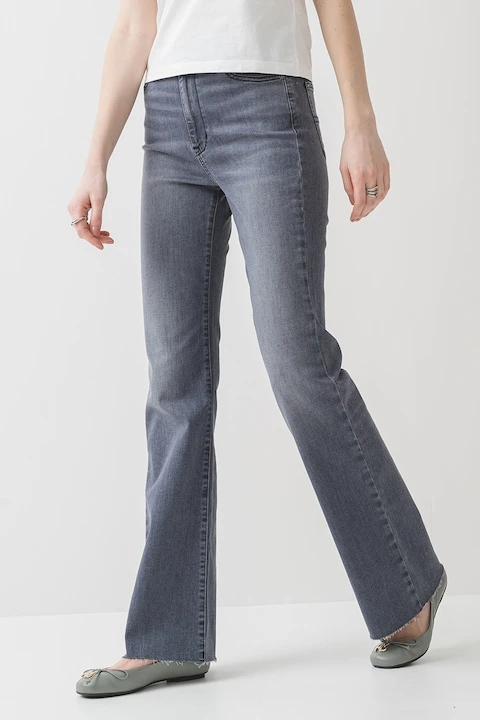 Tommy Jeans, Blugi evazati cu talie inalta Sylvia, Gri inchis