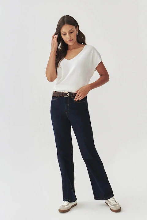 Tatuum, Bluza tricotata fin cu detalii contrastante, Alb